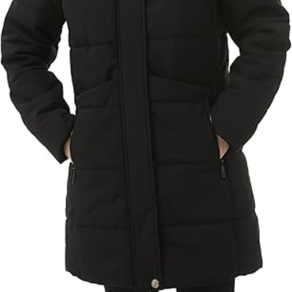 Moerdeng Women's Long Fleece Lined Parka Puffer Coat Faux Fur Hood Sz S - Picture 5 of 9